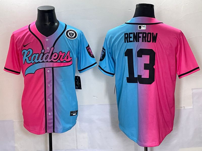 Men 2025 Oakland Raiders #13 Renfrow Blue pink Nike Limited NFL Jersey 008